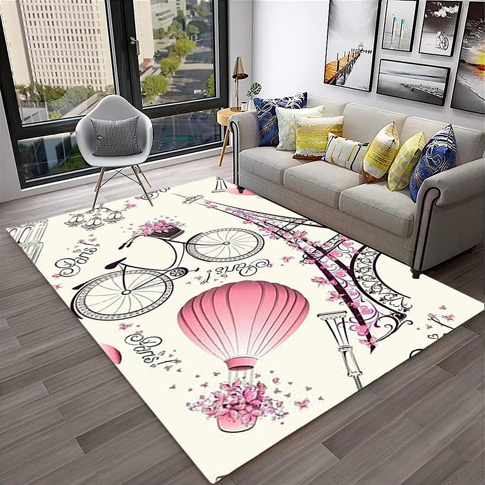 Франция Париж Эйфелева башня Ретро Ковер Коврик для дома Гостиная Спальня Диван Придверный коврик Декор, Коврик для детской игровой зоны Нескользящий напольный коврик