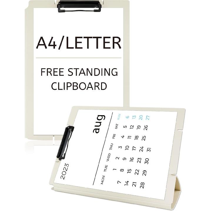 Free Standing Clipboard and Desktop Stand with Adjustable Buckles Easel Back - Foldable Stand and Document Holder for School, Office and Business Use
