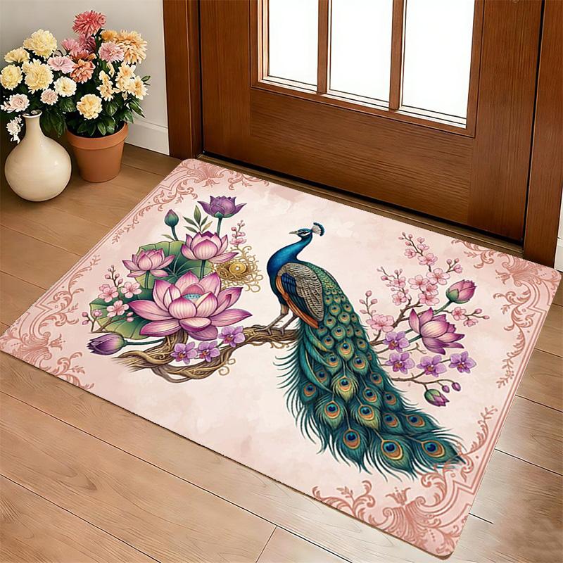 Peacock Flowers Living Room Nonslip Area Rug Soft Carpet For Bedroom Game Playroom Sofa Office Home Decor Doormat Christmas Gift C929504