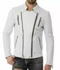 Jacket Biker Men's Genuine Lambskin Leather Motor New White Handmade Stylish