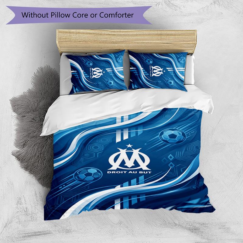Olympique Lyonnais FC Printed 3PCS Bedding Set Breathable Duvet Cover with Pillowcases Decorative Bed Linen for Bedroom Home