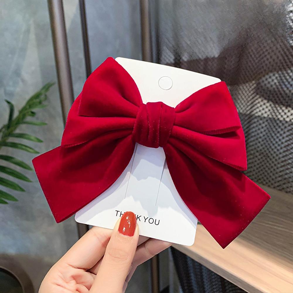 Headwear Red Bow Hair Clips Jewelry Tassels Pearl Barrettes Ribbon Hairpin Hair Styling Accessory