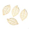 100 Pcs Hollow Filigree Charms Leaf Pendant Bracelet Crafts Making Beads - Gold