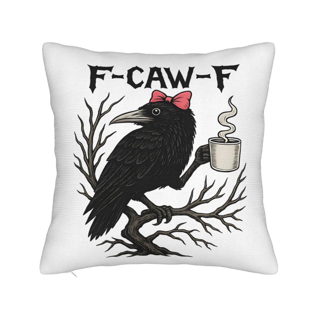 FCawF Meme Square Pillow Case Funny Black Bird Moon Cushion Cover Novelty Polyester Decor Pillowcase for Home 45x45cm