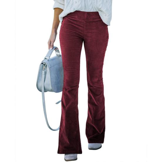 Эластичный пояс, высокая талия, сплошной цвет, карманы, расклешенные брюки, осень-зима, широкие вельветовые брюки-клеш, уличная одежда