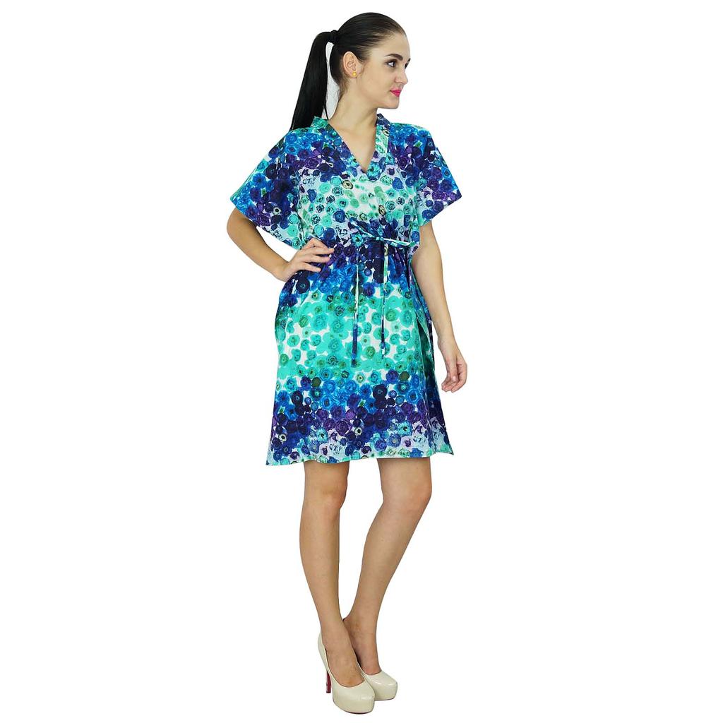 Bimba Women Bohemian Cotton Kaftan Short Indian Caftan Plus Size Beach Wear