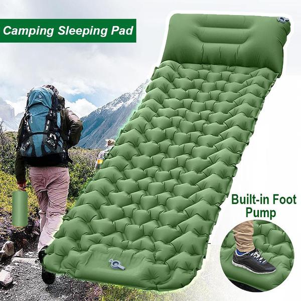 Camping Sleeping Pad Inflatable Waterproof Sleeping Pad with Built-in Pump, Foot Operated Ultra Thick Durable Ultra Light Air Cushion