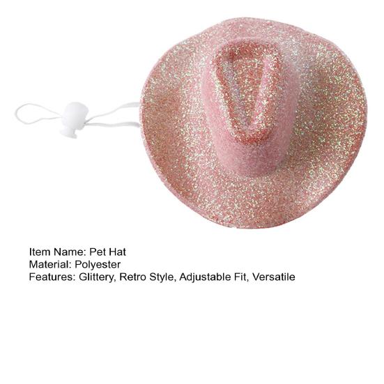 Домашние животные Ковбойская шляпа Ретро Западная ковбойская шляпа Регулируемая Блестящая шляпа для собак для кошек Маленькие и средние собаки Ежедневные прогулки Вечеринки Фотосессии