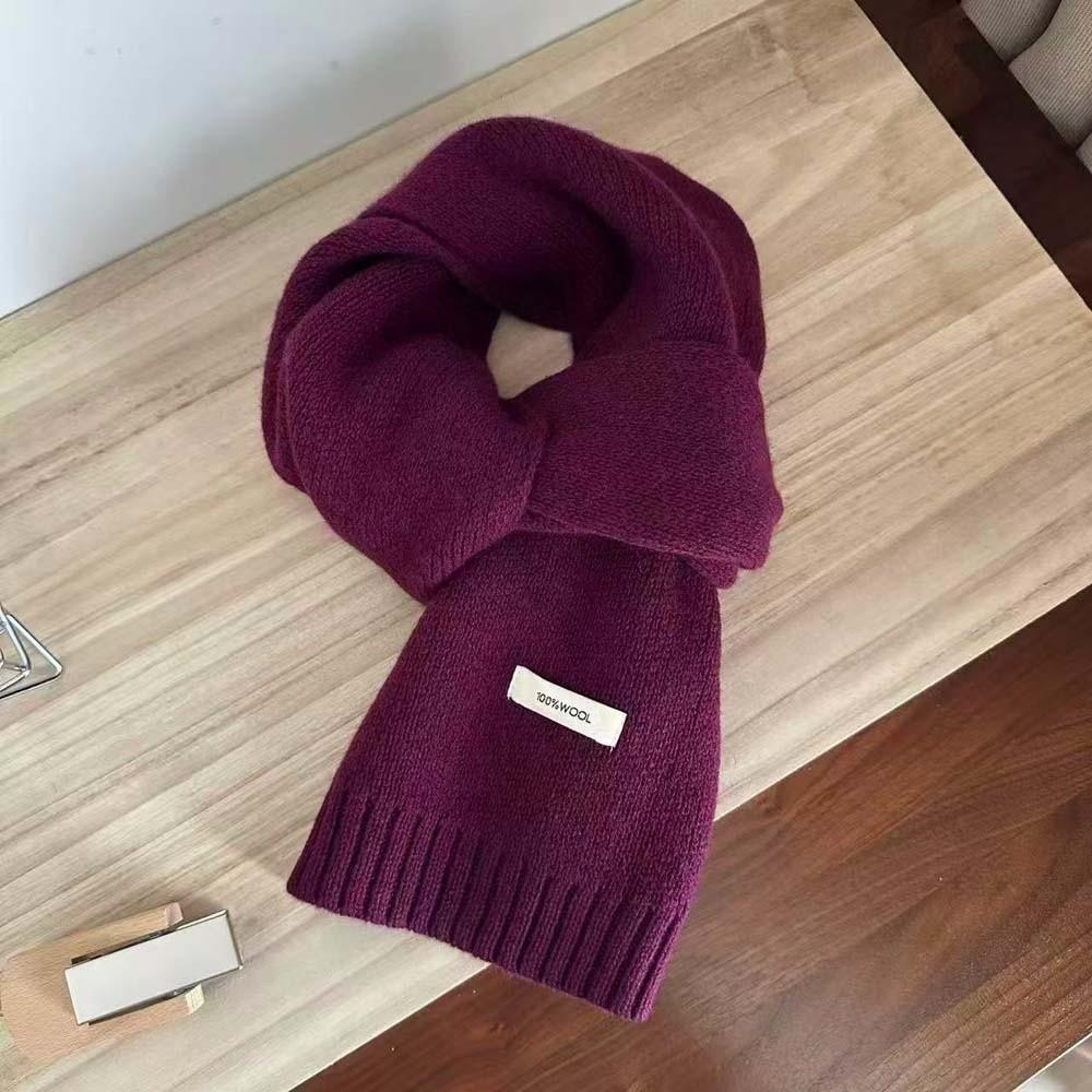 Solid Color Knitting Wool Scarf Cold-proof Winter Warmer Scarf Long Thickened Neckscarf Autumn
