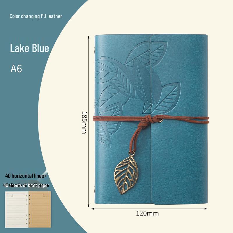 Retro Leaf Ring-Bound Travel Journal Notebook