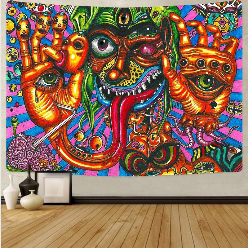 Bohemian Landscape Tapestry Wall Hanging Art Abstract Cloth Painting Home Decor Moon Feather Tapestry Hippie Wall Cloth Carpet Ceiling Room Decor