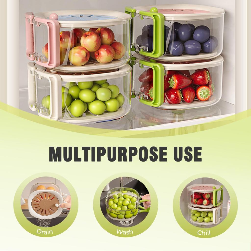 Контейнер-дуршлаг для фруктов с крышкой, Новая многофункциональная овощемойка, Портативный контейнер для хранения для кухни, Ручка для домашних пользователей