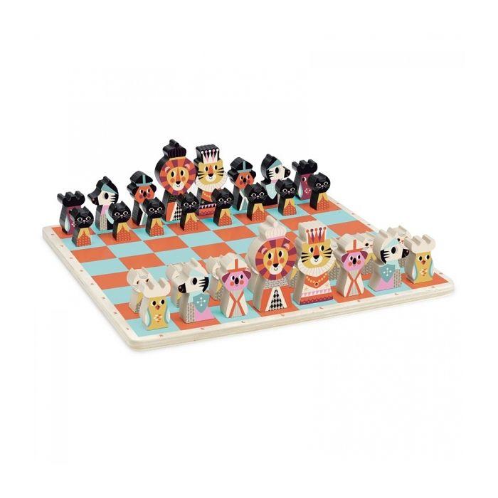 Jeu d'échec en bois designé par Ingela P. Arrhenius - VILAC - Mon premier jeu d'échec - 32 pièces - Multicolore
