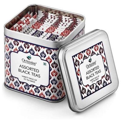 Ассорти черного чая Octavius - 25 чайных пакетиков | Подарочные наборы чая | 3 вида черного чая | Индийский масала, ассам, дарджилинг | Подарочная коробка с чаем премиум-класса