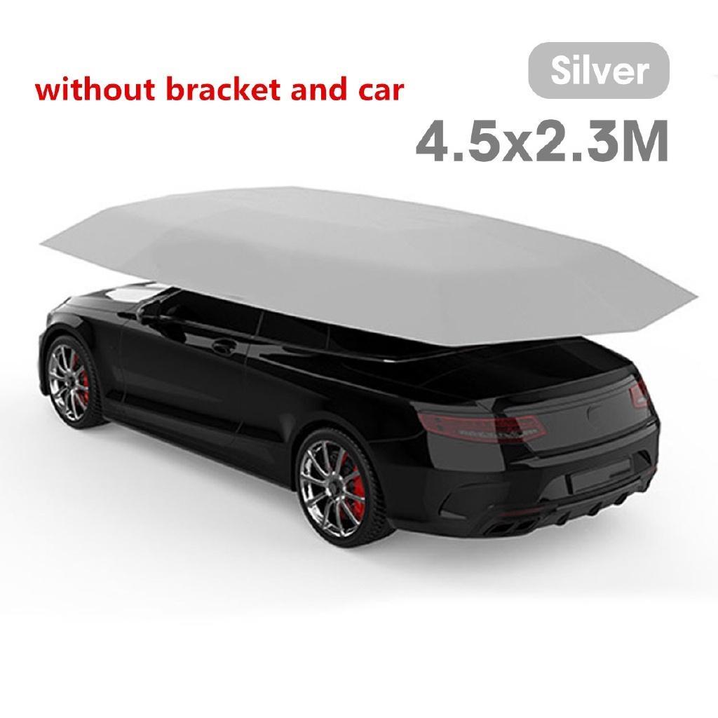 Серебристо-синий тент-чехол для автомобиля с дистанционным управлением, зонт от солнца для автомобиля, чехол на крышу, комплекты для защиты от УФ-лучей, без кронштейна 4,5x2,3 м