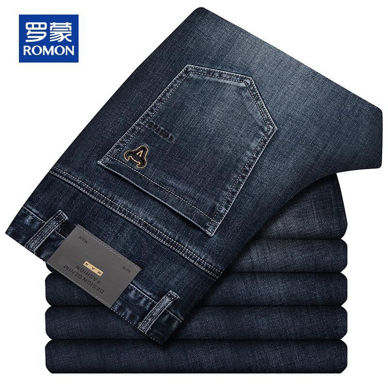 ROMON Мужские джинсы прямого кроя свободного покроя стрейч