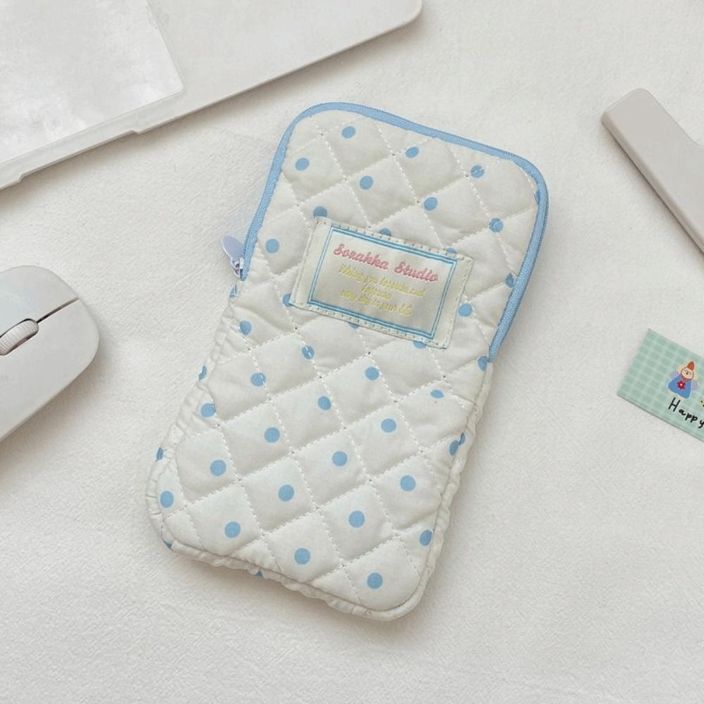 Cute Quilted Makeup Storage Bag Zipper Pencil Toiletry Organizer Stationery Storage