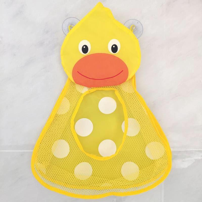 Baby Shower Toy Cute Duck Frog Net Toy Storage Bag Strong Suction Cup Baby Shower Game Bag Bathroom Organizer Water Toy