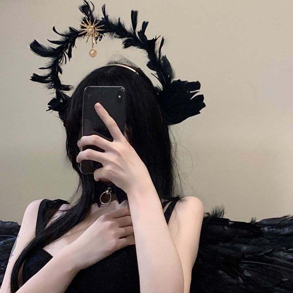 Star Feather Headband Goddess Lolita Hair Bands Elegnat Angel Wing Hair Hoop Wash Face
