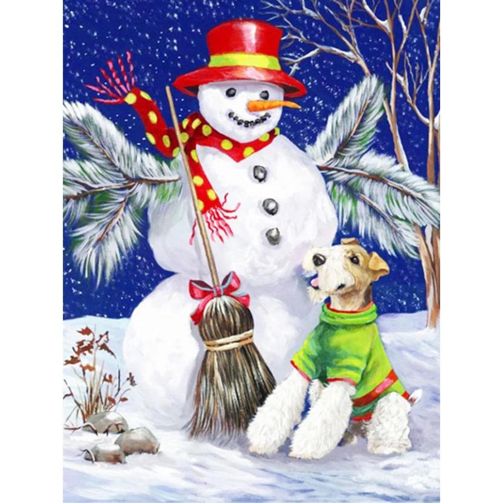 Алмазная живопись Art Full Drill Снеговик Алмазная картина Ручная работа Снежный день Diy Алмазная мозаика Картина Украшение дома Рождественский подарок