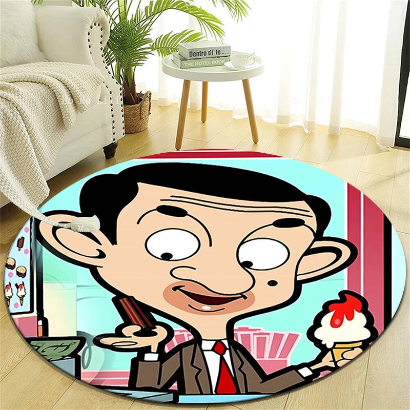 1pc Mr Bean1 Design Printed Area Round Carpet for Bedroom Living Room Home Decor Rugs Mat Non Slip Mat Rug for Bedside