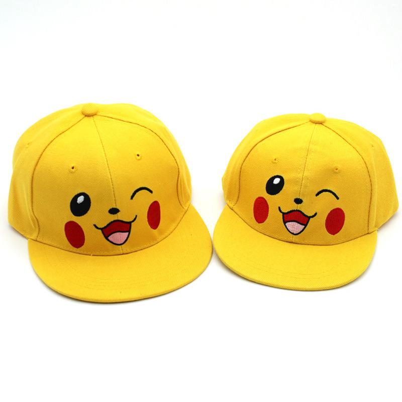 r Pikachu Poke Monster Adult Women's Embossed Spandex/Polyester Bucket Hat for Cosplay Cartoon Summer Fisherman