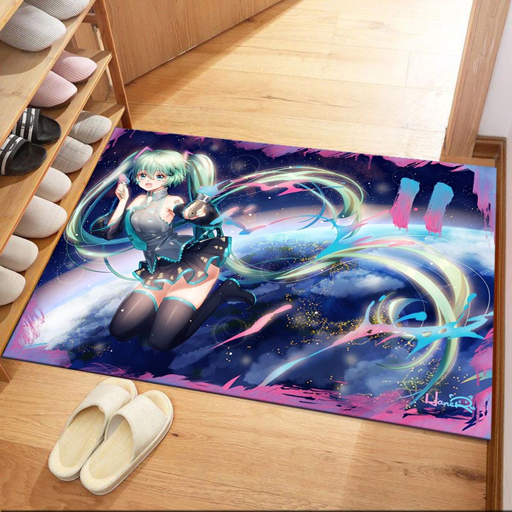 Hatsune Miku On The Moon Square rugs are a great choice for living rooms, bedrooms, home décor, and as gifts.