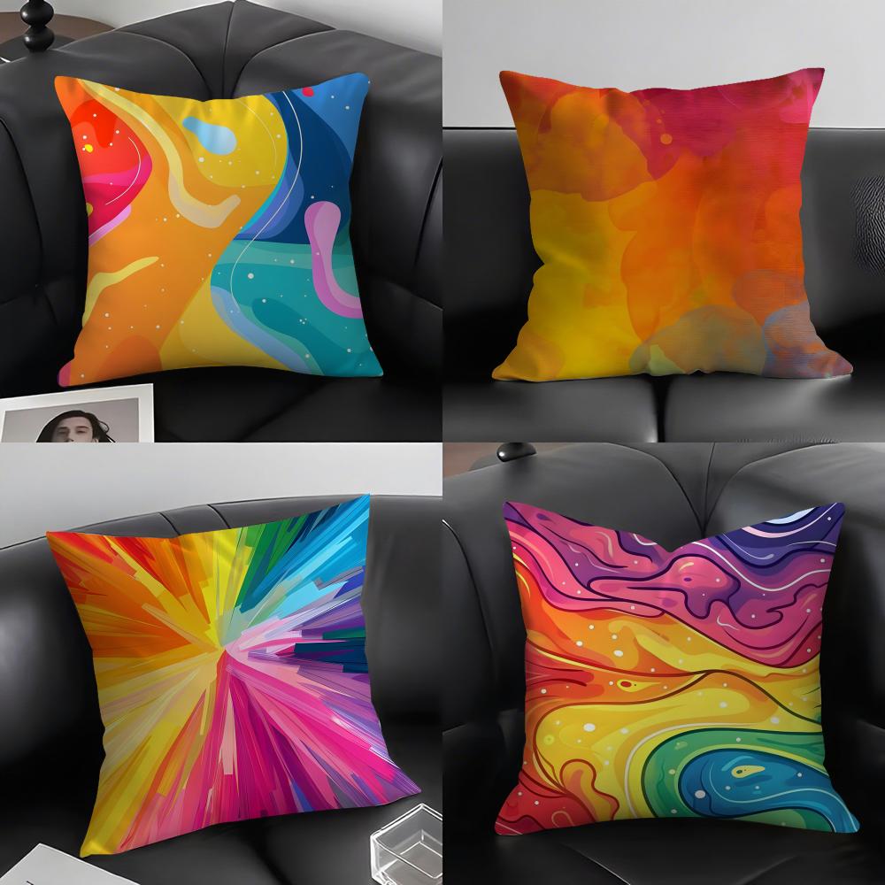 Rainbow Color Luxury Cushion Cover Pillowcase Ultra Soft Skin Friendly Fabric Cloud Like Comfort Concealed Zipper