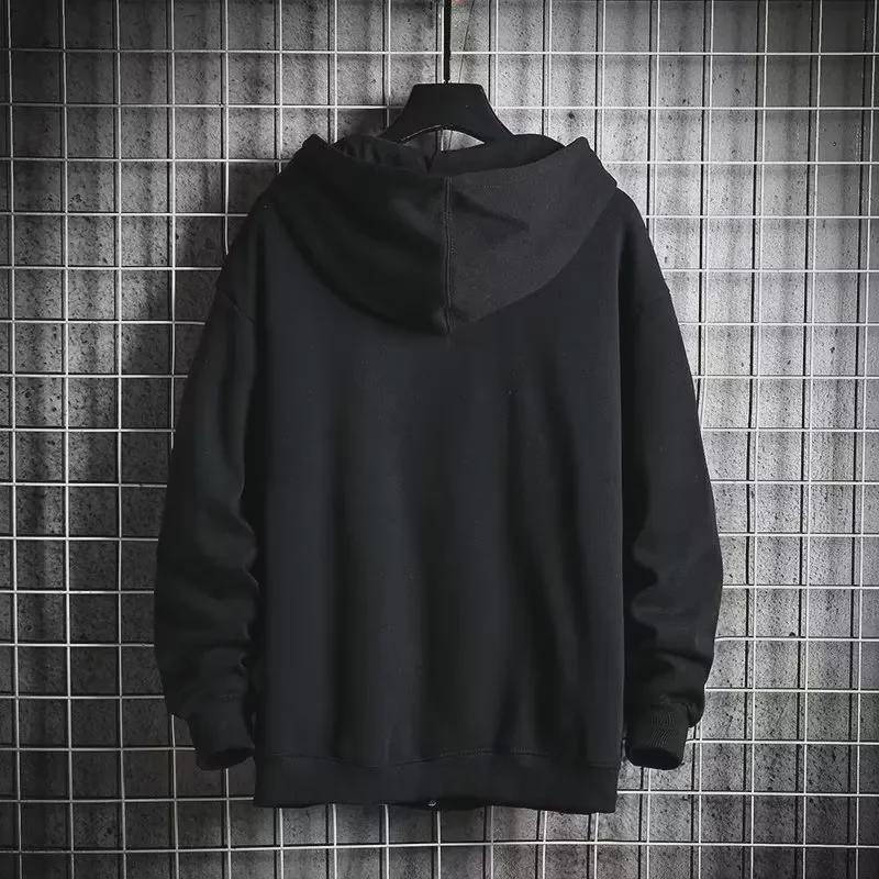 2024 Spring & Autumn Men's Fashion Jacket: High Street Hong Kong Style, Japanese-Inspired Sweater, Korean Trend, Loose Fit, Hooded Design.