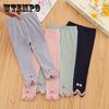 Girls' Leggings Children's Spring and Autumn Thin Bow Korean Cropped Trousers Baby Outer Wear and Inner Wear