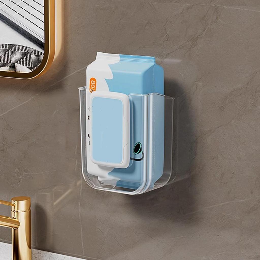 Wall Mounted Tissue Dispenser Luxury Facial Tissue Storage Box No-Drill Bathroom Wall-Mounted Storage Box Toilet Paper Holder