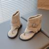 Новые летние женские ретро босоножки-сандалии с thong, детские плоские сандалии с металлической пряжкой, туфельки для малышек-принцесс
