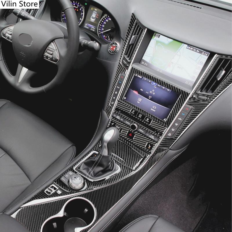 Углеродное волокно, модификация салона автомобиля, накладка, полоски, декоративные наклейки для Infiniti Q50 Q60, внутренний Стайлинг автомобиля
