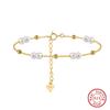 ORSA JEWELS Браслет-цепочка с жемчугом из стерлингового серебра 925 пробы Винтажный браслет с жемчужными бусинами 14K золота на руку Женские праздничные украшения GPB40