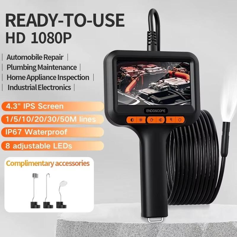 4,3-дюймовая 1-15 м 8 мм IP67 200 Вт Промышленная эндоскопическая камера Водонепроницаемый инспекционный зонд для трубопроводов Пиксель HD Камера для инспекции труб