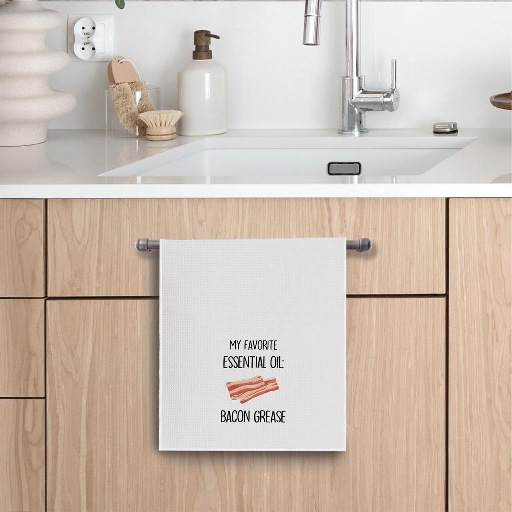 Funny Bacon Kitchen Towels - Bacon Gifts Decorative Waffle Weave Dish Towels, Funny Hand Towels for Kitchen, Bacon Gifts for Bacon Lovers, 16x24 Inch
