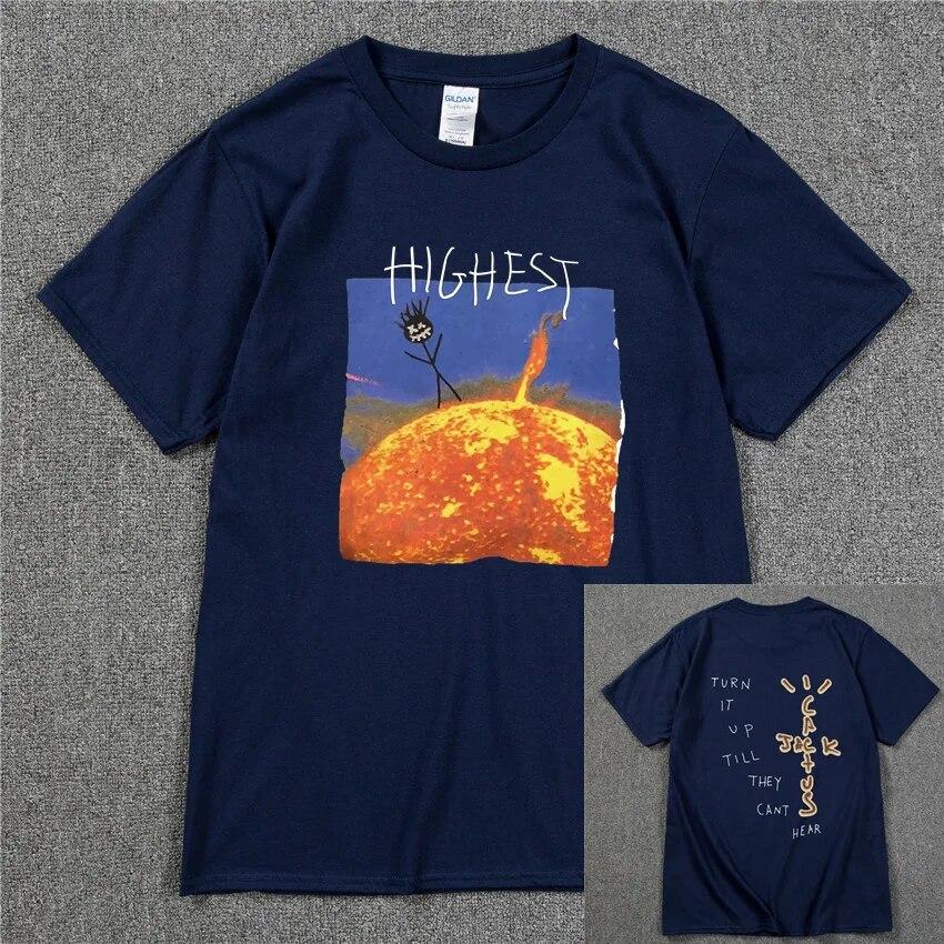 2022 Brand New Cactus Jack Luxury Unisex Cotton T Shirt Hip Hop Unisex Women Print Couple Lovers Harajuku T-Shirts Rainbow Tshirt