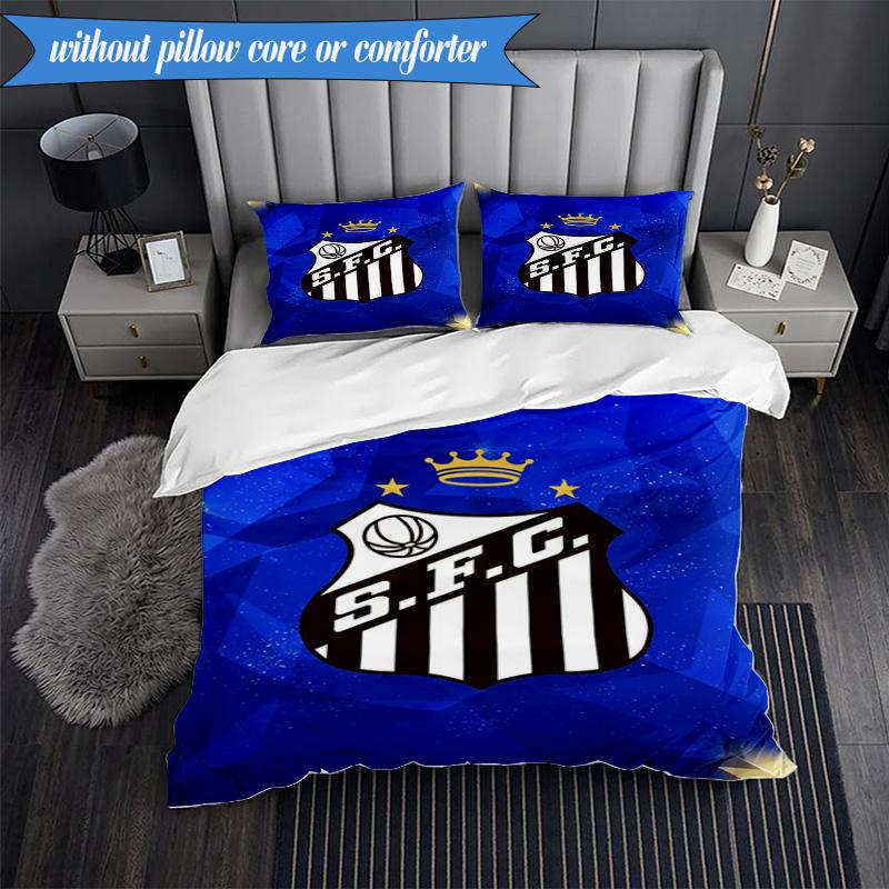 3PCS Fc Crest Design Printed Soft Bedding Set,Including 1pc Duvet Cover And 2pcs Pillowcases Perfect for Bedroom, Dormitory, Fan gift