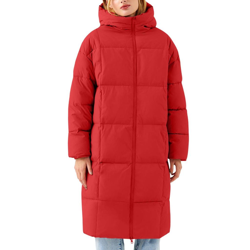 Autumn Winter New Mid-Length Thickened Upgraded Plus Size Fashion Casual Hooded Solid Color Cotton Jacket for Women