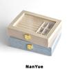 Rectangle Luxury Velvet Jewelry Box Clear Acrylic Top Multi Compartment Ring Earrings Necklace Jewelry Organizer Box Custom Logo