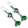 Emerald Quartz Gemstone Handmade Silver Jewelry Earrings 1.5''