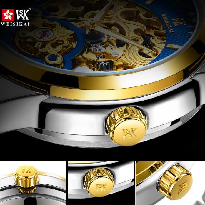 WEISIKAI 6018A Мужские часы Новые роскошные мужские часы высшего бренда с коробкой Светящиеся водонепроницаемые автоматические мужские механические часы