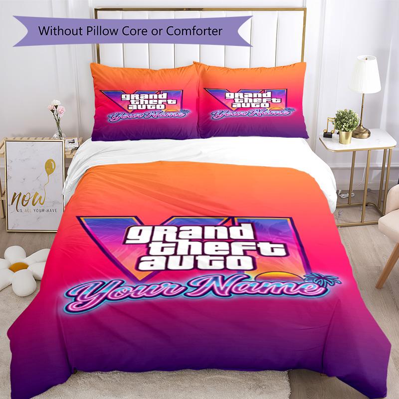 Grand Theft Auto Customizable Name Bed CoverBed Suitable for Decorate room Breathable Duvet Cover Home Decor Gift for Festivals