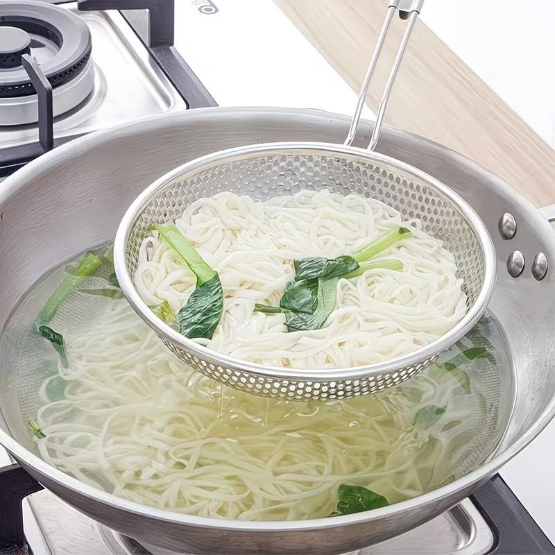 Нержавеющая сталь Мелкое сито-ложка с деревянной ручкой Кухонное сито-дуршлаг для жарки Фильтрации кулинарного масла Пасты Лапши