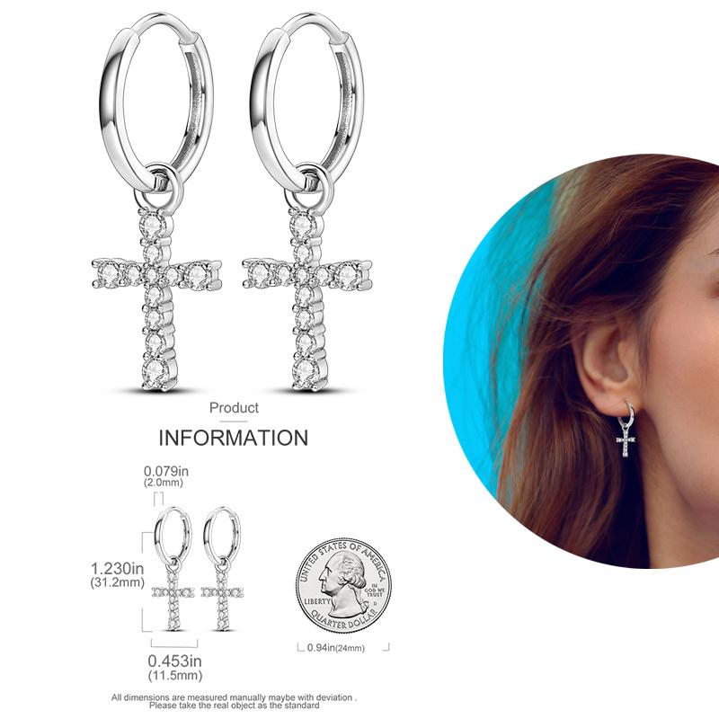 Hoop Earrings for Women Silver Plated Sparkling Pave CZ U Shape Star Moon Feather Luxury Fine Engagement Wedding Earring