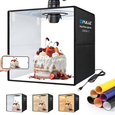 PULUZ 40 см Портативный световой бокс для фотостудии с 3 цветовыми температурами, тканью для мягкого освещения, 12 цветными фонами и регулируемым белым/мягким/теплым освещением