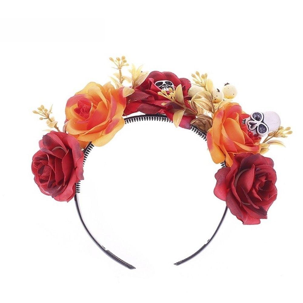Головной убор в виде черепа паука на Хэллоуин, карнавальный костюм, мексиканская роза, корона для женщин