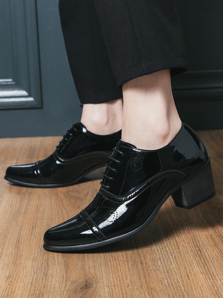 Мужские свадебные туфли в британском стиле на каблуке-броги, деловые туфли с подъемом, модные мужские туфли-оксфорды, элегантная обувь для торжественных случаев