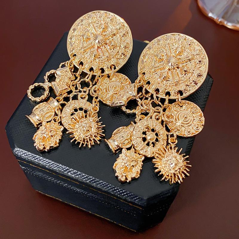 Винтажные серьги-кисточки 'Сердце и цветок из серебряной иглы'