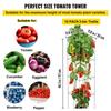 Tomato Cages, 11.8" x 11.8" x 46.1", 10 Packs Square Plant Support Cages, Silver PVC-Coated Steel Tomato Towers for Climbing Vegetables, Plants,